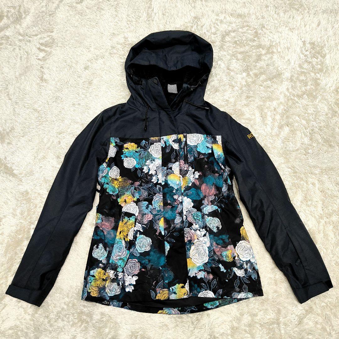 ROXY ロキシー スノーウェア スノボウェア ジャケット 花柄 黒 S