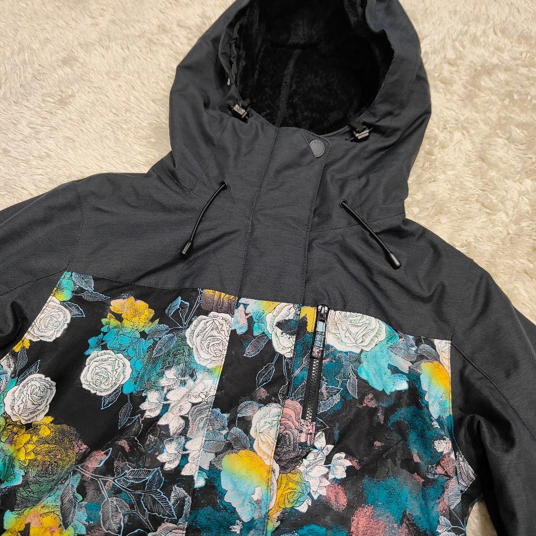 ROXY ロキシー スノーウェア スノボウェア ジャケット 花柄 黒 S