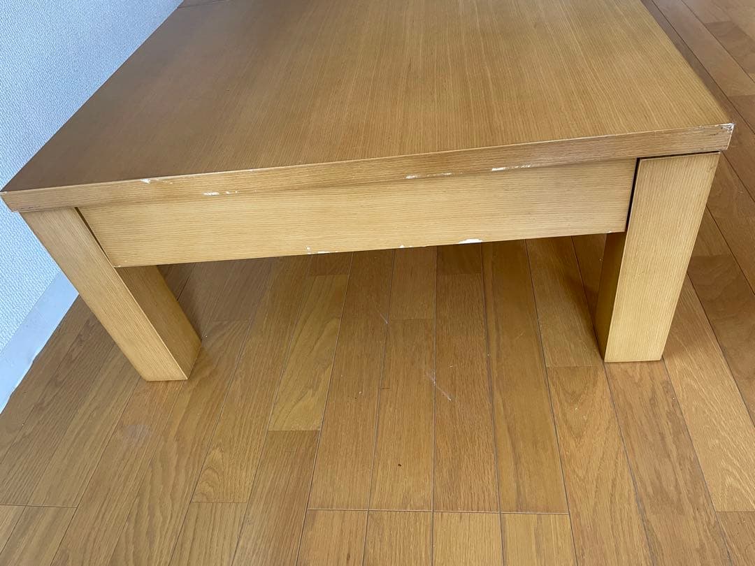 伸縮 折りたたみローテーブル 木製シンプルテーブル　長方形　ライトブラウン