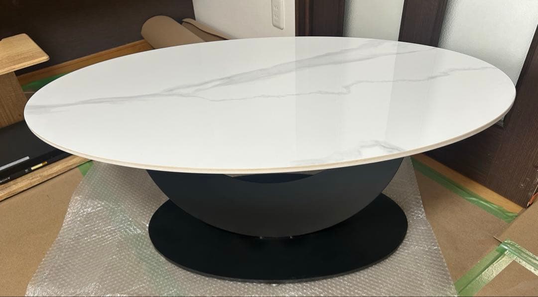 セラミックセンターテーブル ホワイト大理石風100cm