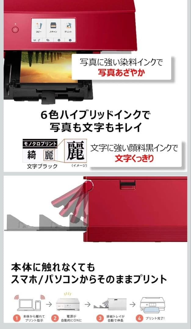 【良品】Canon TS8430 インクジェットプリンター レッド 動作品