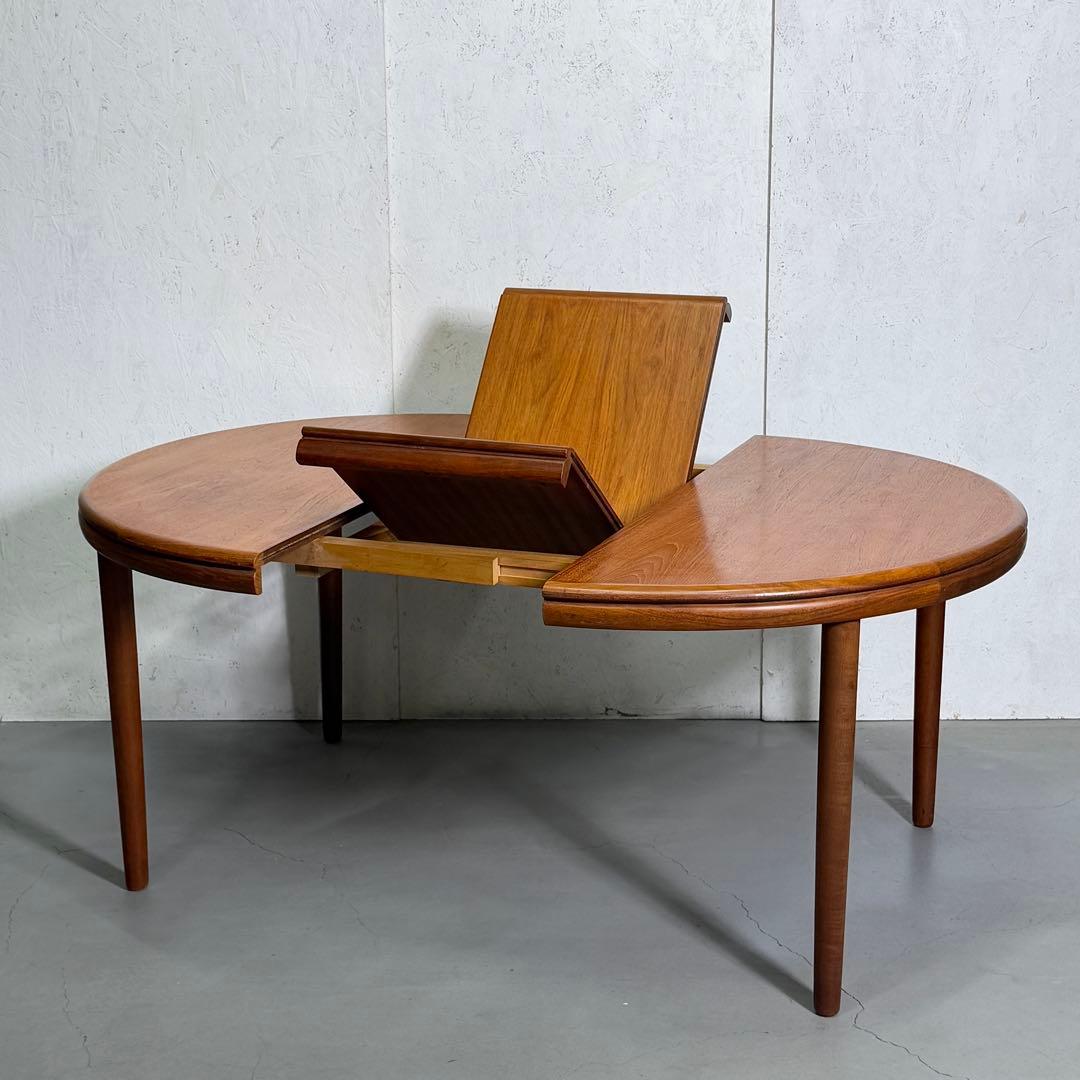 デンマーク ヴィンテージ ラウンドエクステンションテーブル(301) ※脚着脱可