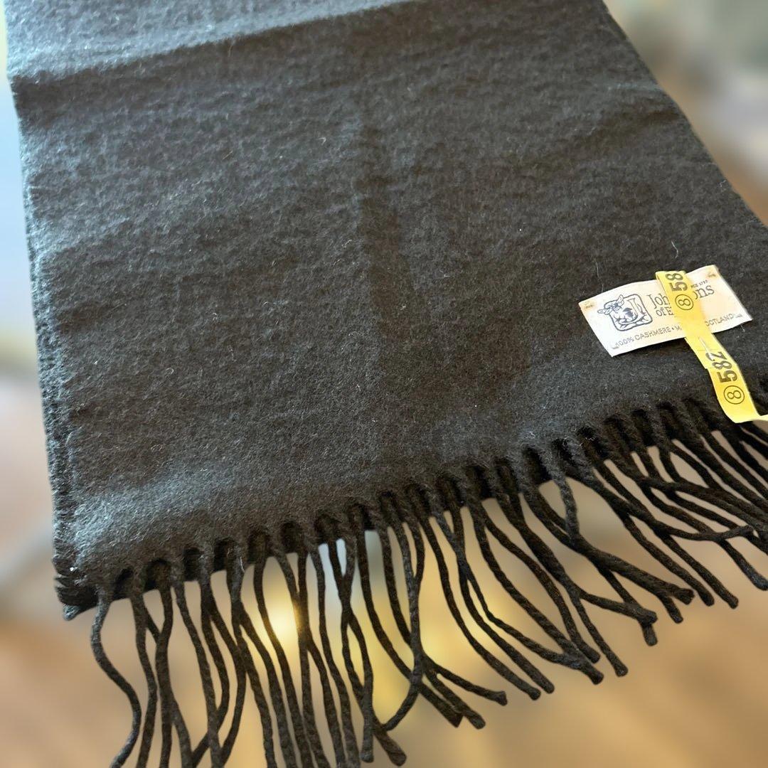 ★★Johnstons of Elgin ブラック マフラー★★クリーニング済み