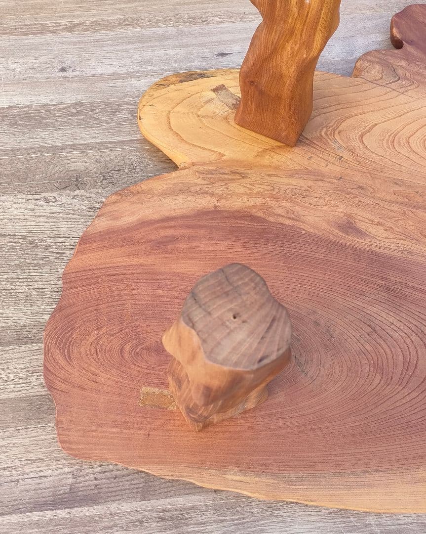 [風太☆]一枚板 座卓 ナチュラルウッド オーバルテーブル リペア済