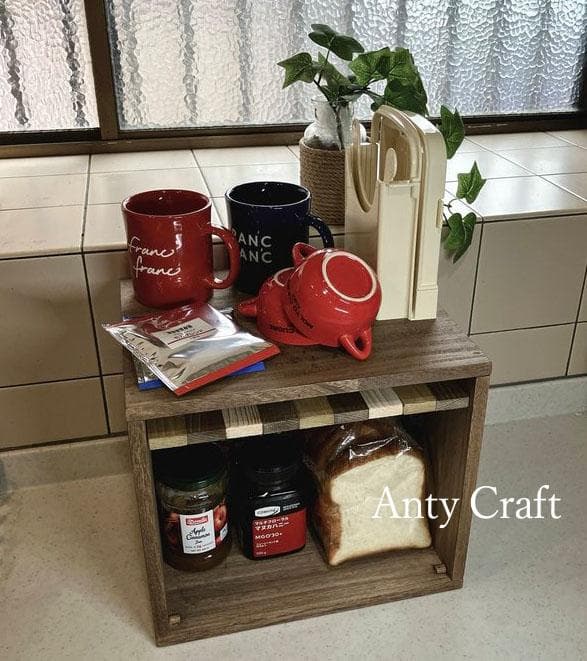 【サイズオーダー可】大容量のブレッドケース　スパイスラック　キッチン収納　完成品