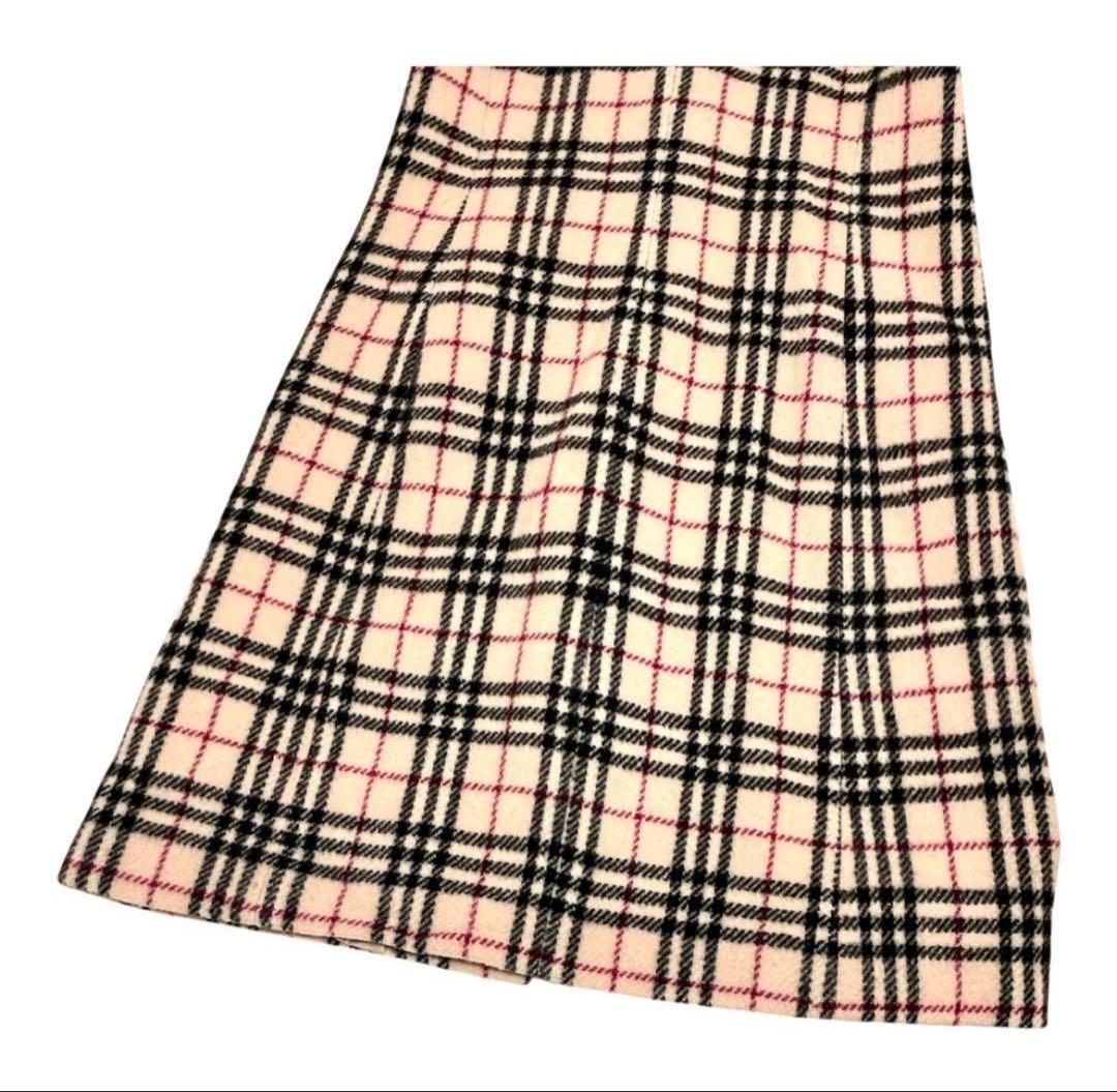 美品　BURBERRY LONDON ノバチェック総柄ウールロングコート　ホース