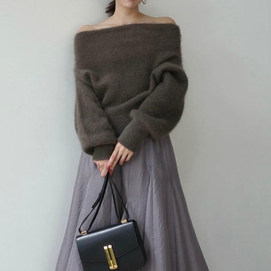 【完売日】anuans/ラクーンフォックスオフショルニットプルオーバー