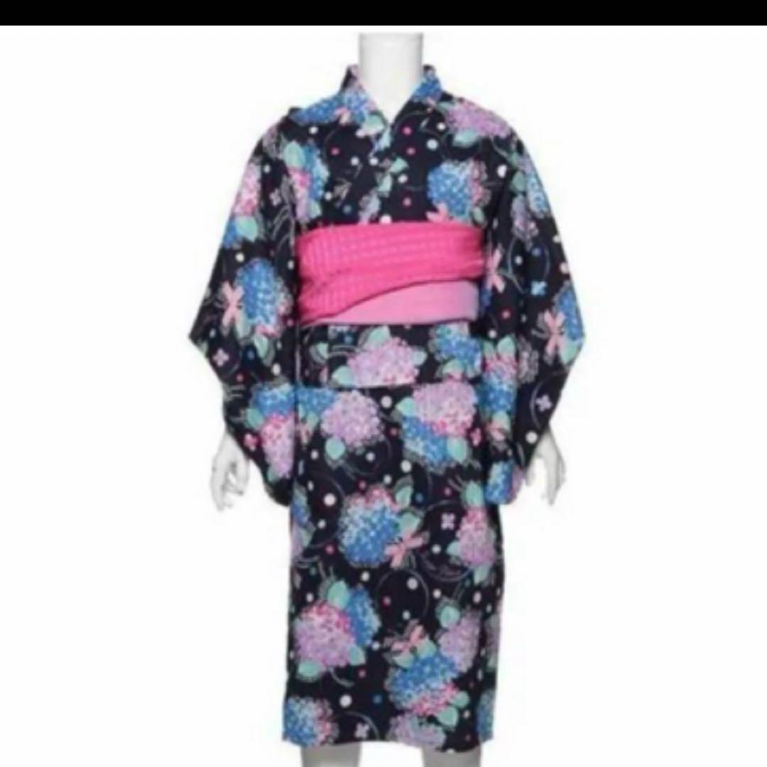 美品★メゾピアノ　浴衣　紫陽花柄　　150