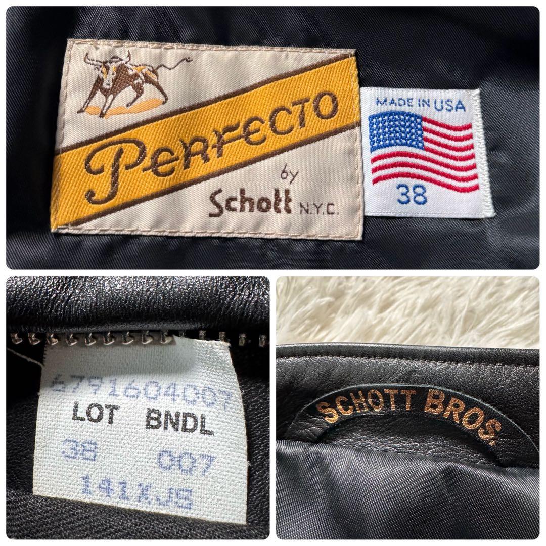 極美品/希少モデル✨schott ライダースジャケット 141XJS 黒 38