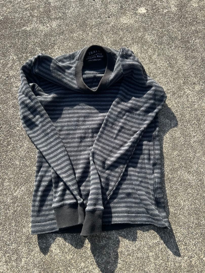 は*る様 00s OLD UNIQLO 長袖 ワッフル ボーダー S archi