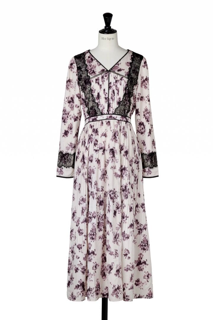 ワンピース herlipto Grasse Floral Pleated Dress S