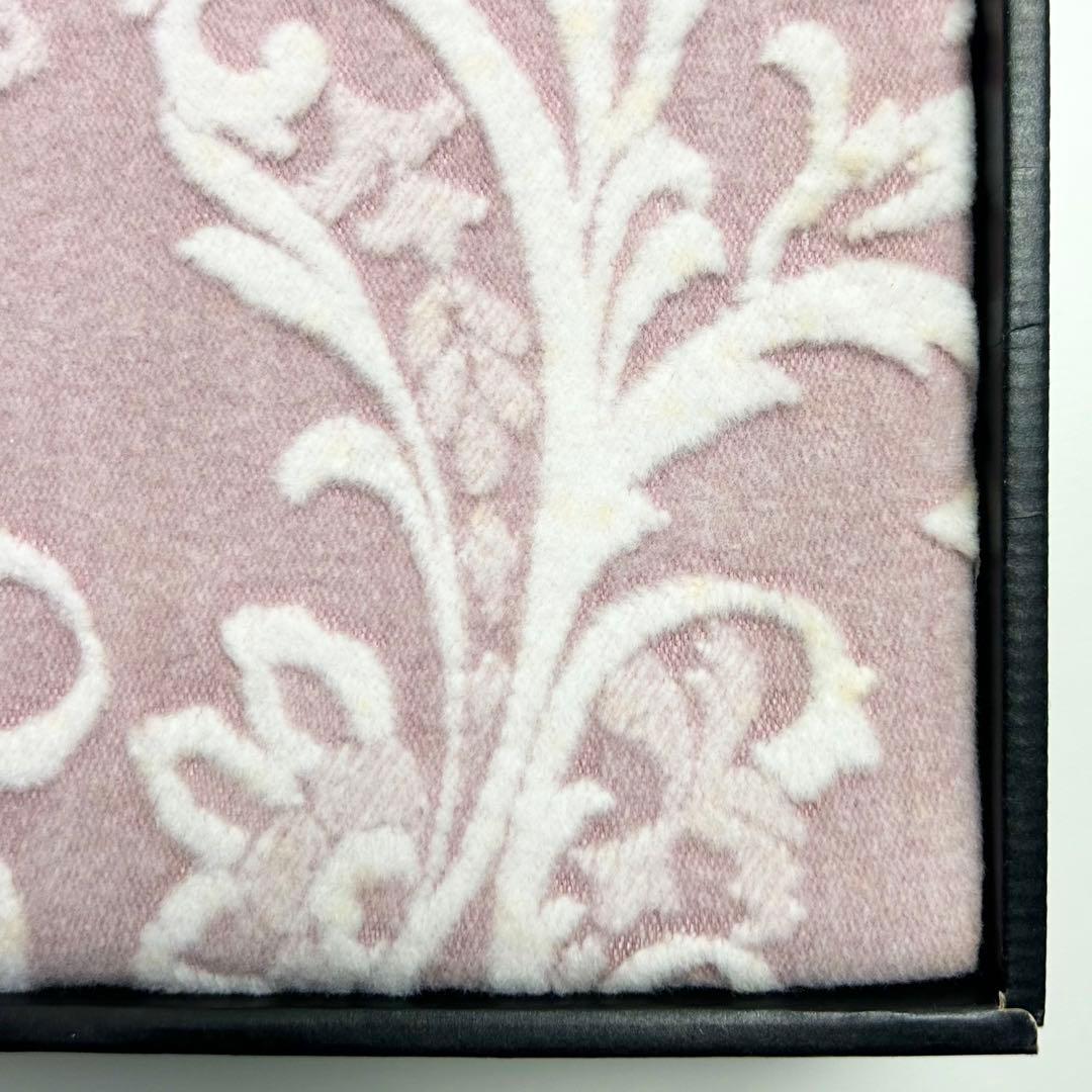 未使用✴︎YSL/イヴサンローラン/天然素材綿毛布/刺繍/ピンク/総柄/高級