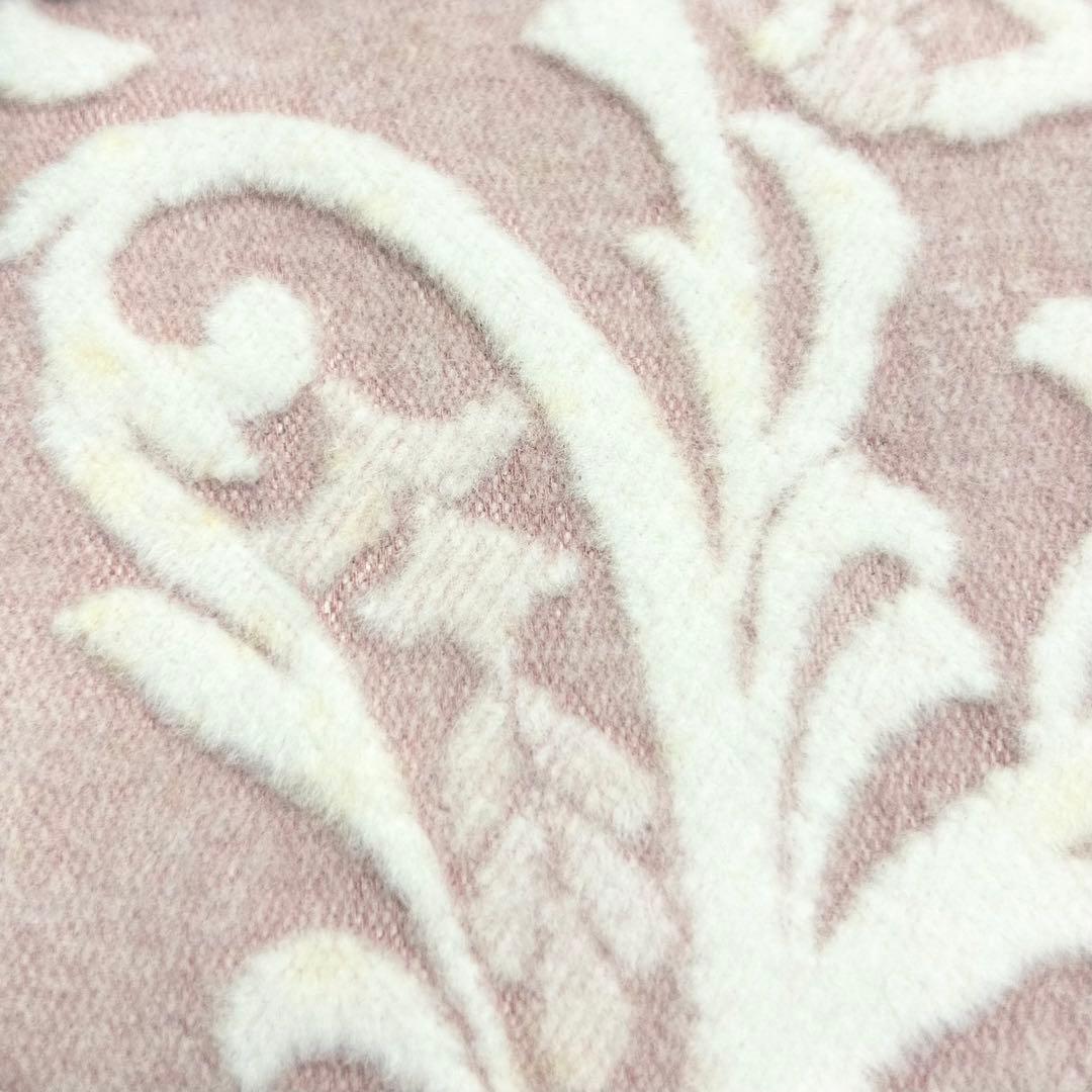 未使用✴︎YSL/イヴサンローラン/天然素材綿毛布/刺繍/ピンク/総柄/高級