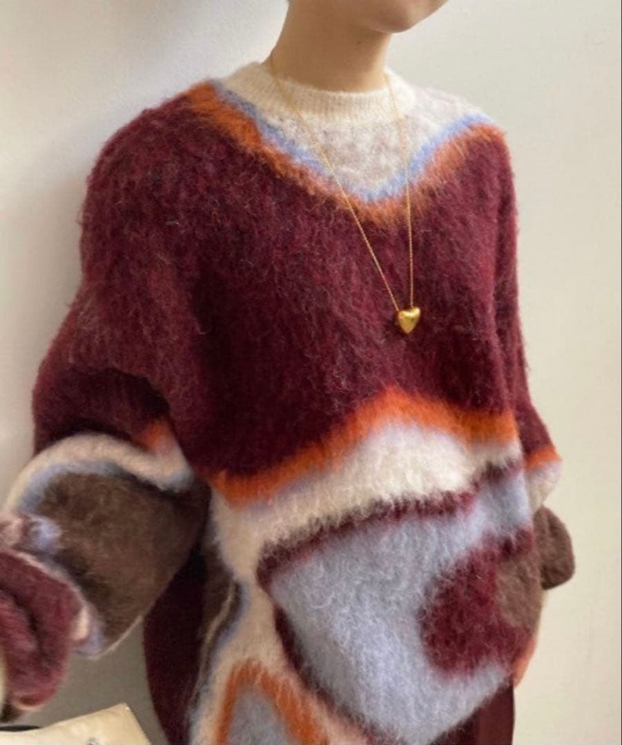 トップス BODY LINE ABORIGINE ART KNIT TOP ameri