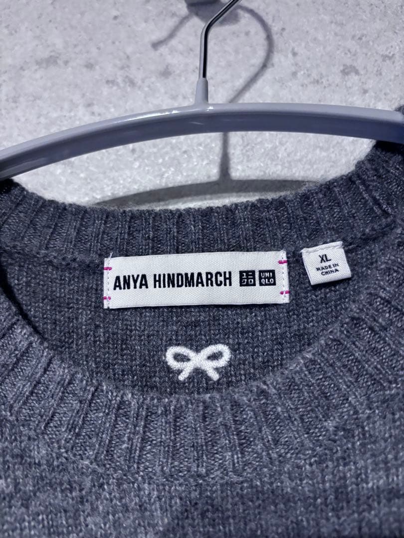 UNIQL ANYA HINDMARCHカシミヤ100 ニット　グレー XL
