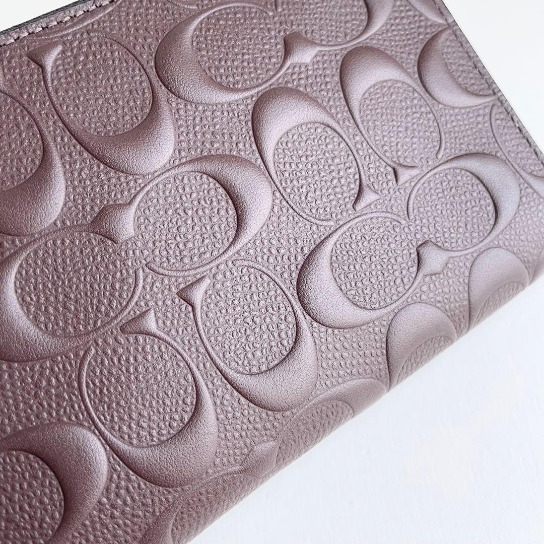 コーチ COACH 長財布 メンズ シグネチャー 型押し レザー ブラウン 新品