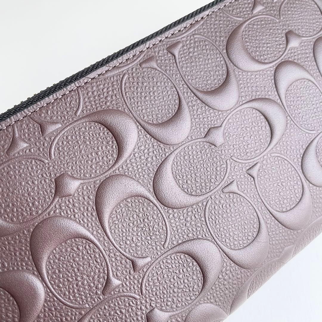 コーチ COACH 長財布 メンズ シグネチャー 型押し レザー ブラウン 新品