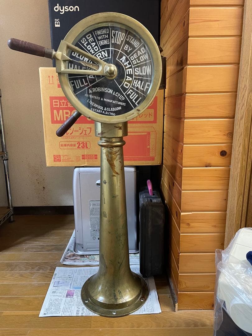 船舶用エンジンテレグラフ　船内信号機置物　インテリア　アンティーク　船　レトロ