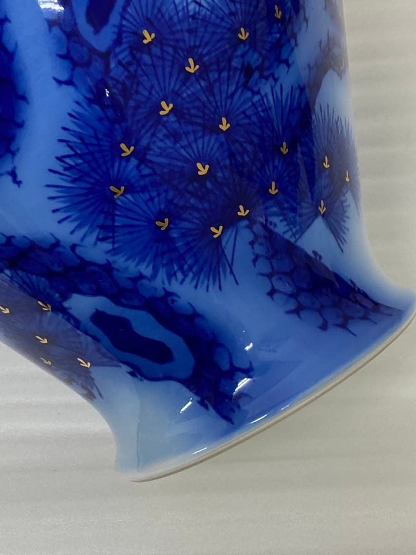 3-3289 香蘭社の染錦模様老松文花瓶