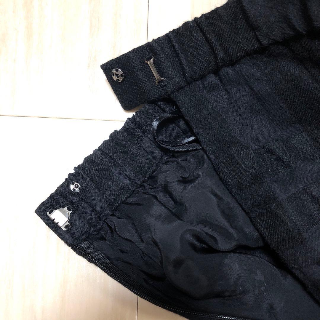 慈雨　ジウ　ブラック　黒　チェック柄 ロングスカート　変形