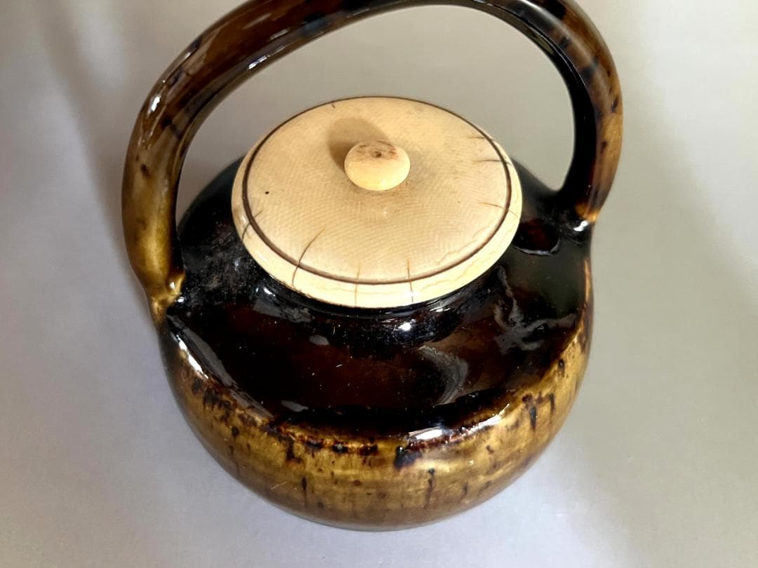 茶入■初代 森本陶谷 兵庫県無形文化財 丹波焼 丹波立杭焼 四滴茶入 時代骨董■