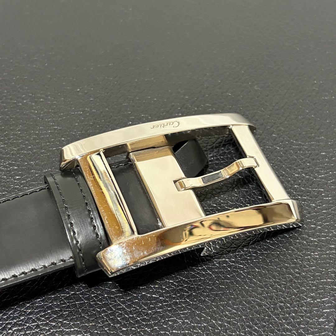 極美品　カルティエ　タンク アルディロン　シルバー　レザー　ブラック