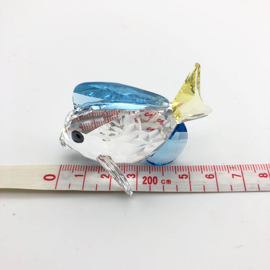 【クリスタル置物BlueTangfishナンヨウハギ】魚フィッシュかわいい青黄