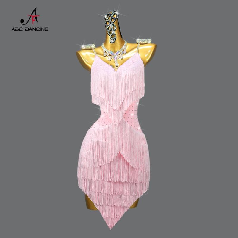 社交ダンス衣装ラテンドレスラベンダーキラキラフリンジ競技会ステージソロ用演出