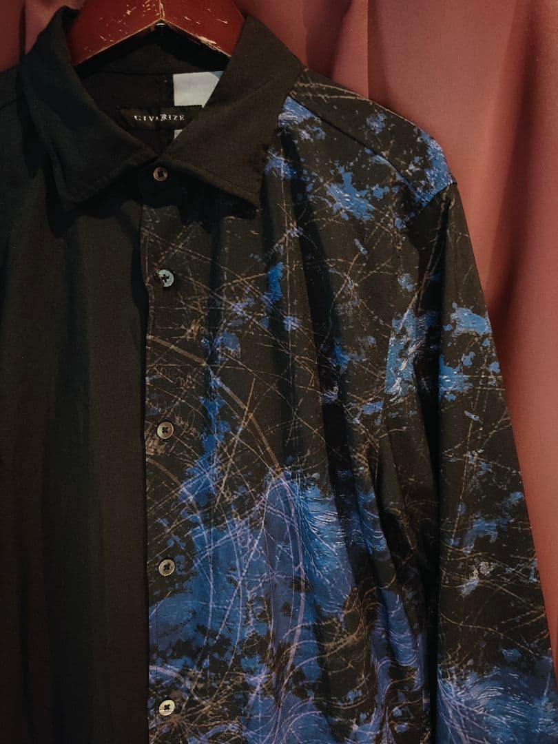 美品 CIVARIZE バイカラープリントシャツ