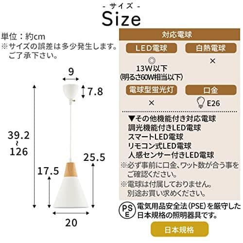 ぼん家具 ペンダントライト 北欧 天井照明 LED電球専用 1灯 直径20cmp