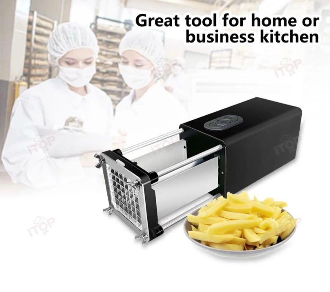 ★超ハイパワー★電動ポテトカッター　高級ステンレスブラックボディ　欧州クオリティ