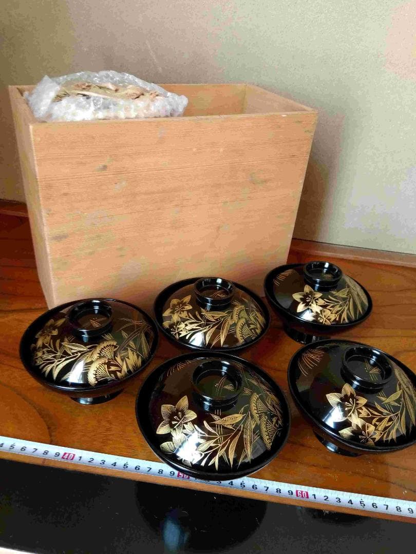 輪島本漆器 椀 10個セット 金色模様 木箱付き