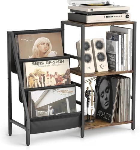 新品未開封 レコード収納ラック、3段レコードラック、200枚のレコードを収納でき