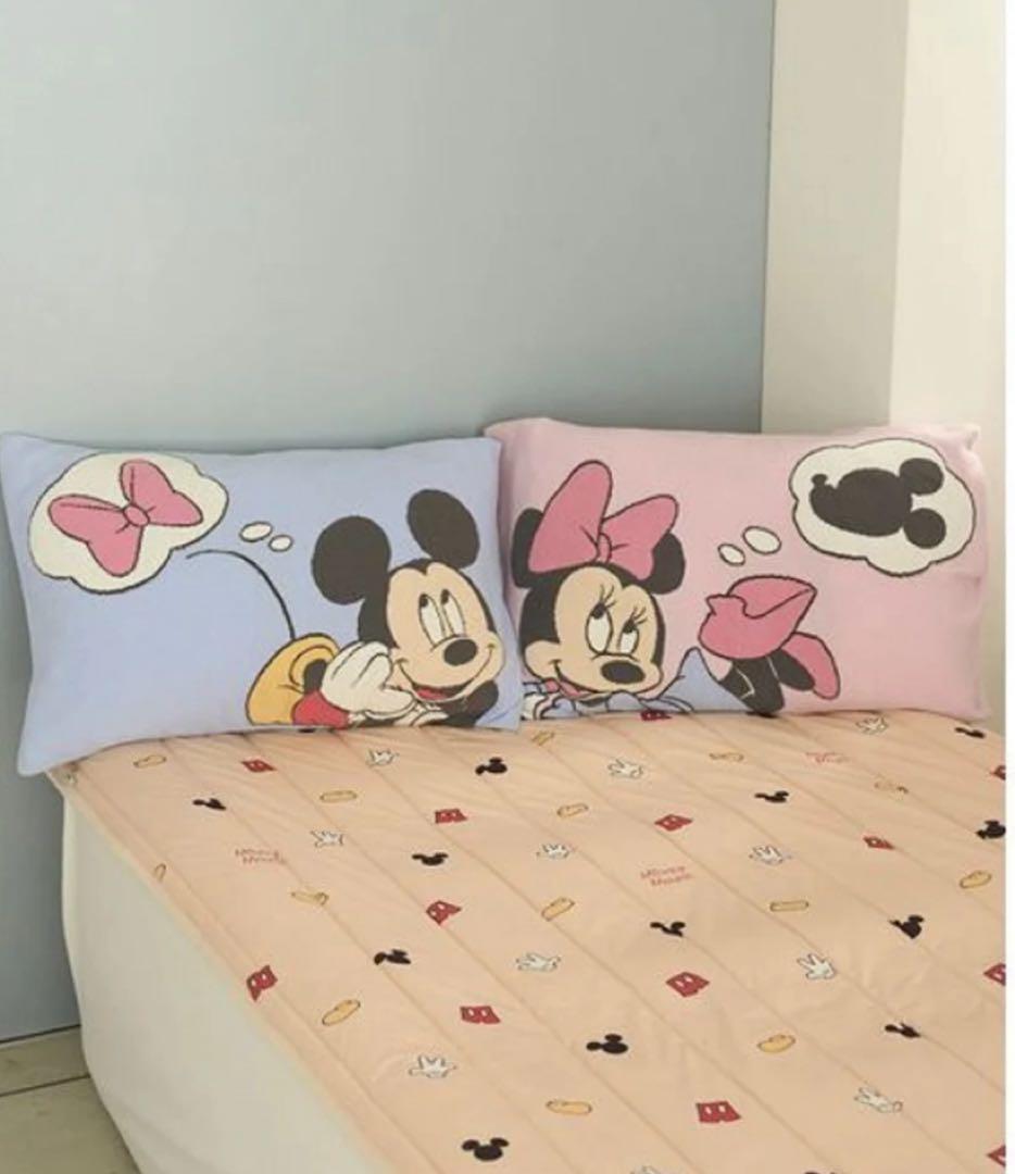 新品ジェラートピケ Mickey&Minnie ジャガードピローケース　枕カバー