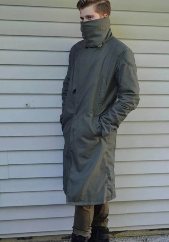 ブレードランナー2049アメリカンミッドレングスラムウールトレンチコート男性用