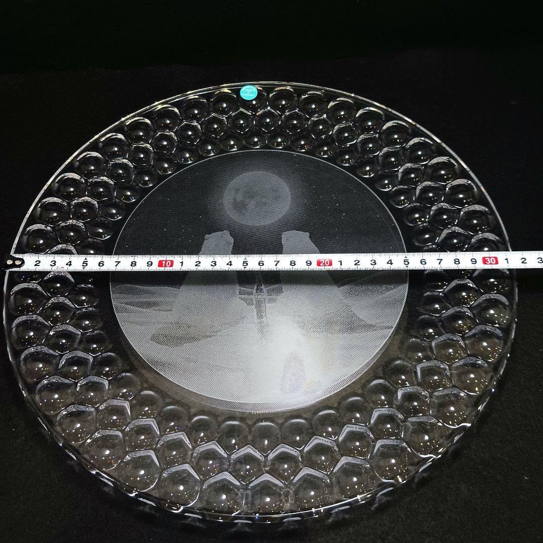 Y3301-2 ティファニー クリスタル クマ プレート ガラス 大皿 箱付PP