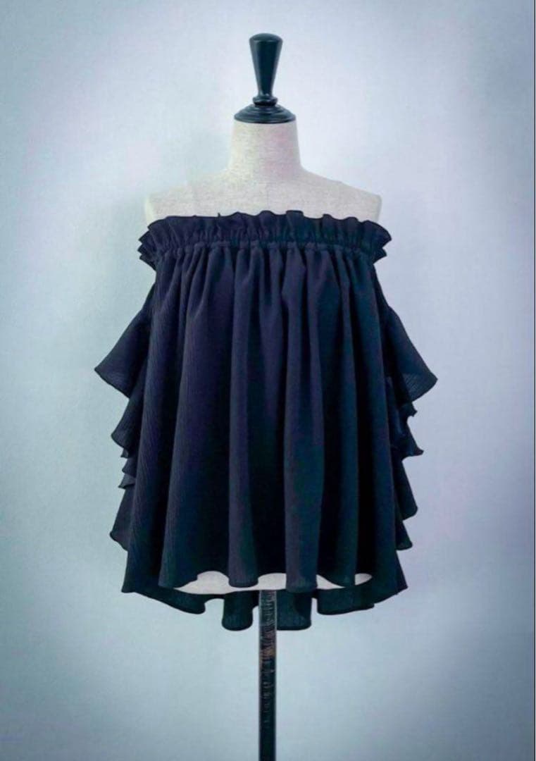 【一度着用美品】shellerシェリエ2wayオフショルフリルブラウスブラック