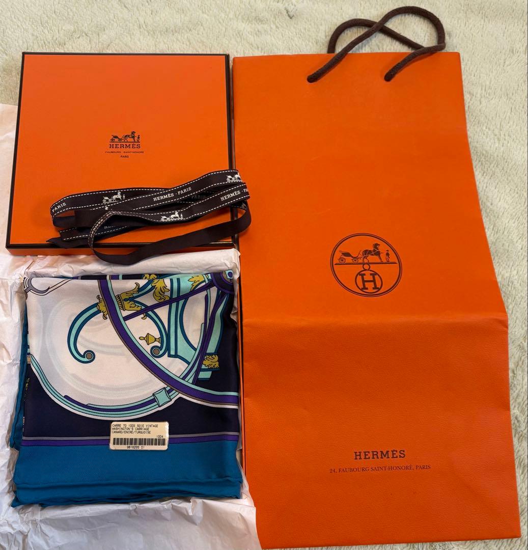 エルメス HERMES スカーフ カレ70 ジョージワシントンの馬車　未使用