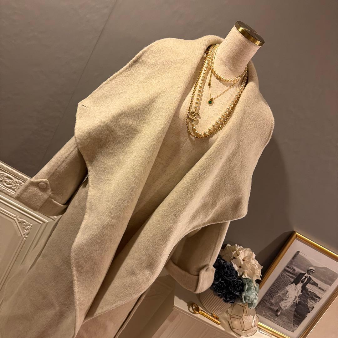 【8万円】カシミヤブレンドウール　ビッグカラーデザインコート