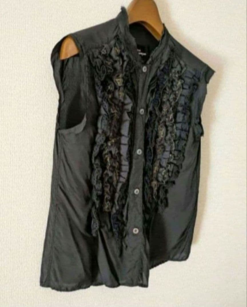 tricot COMME des GARCONS フリルブラウス 訳あり 黒