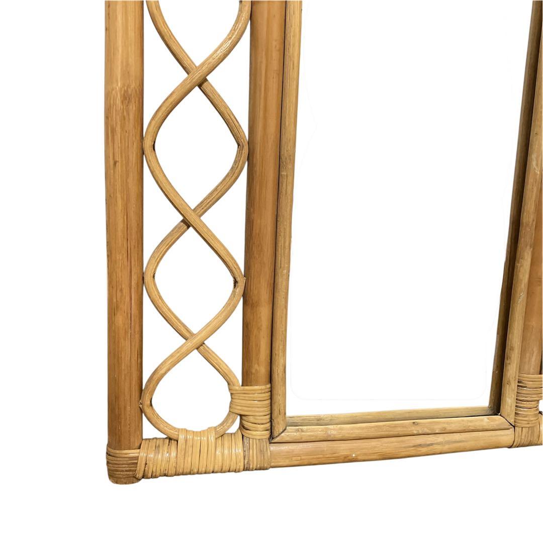 ヴィンテージ・ラタンスタンドミラー・鏡・壁掛けミラー・立て掛けミラー