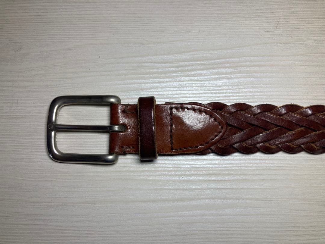 【美品】Whitehouse Cox メッシュレザー メンズベルト ブラウン