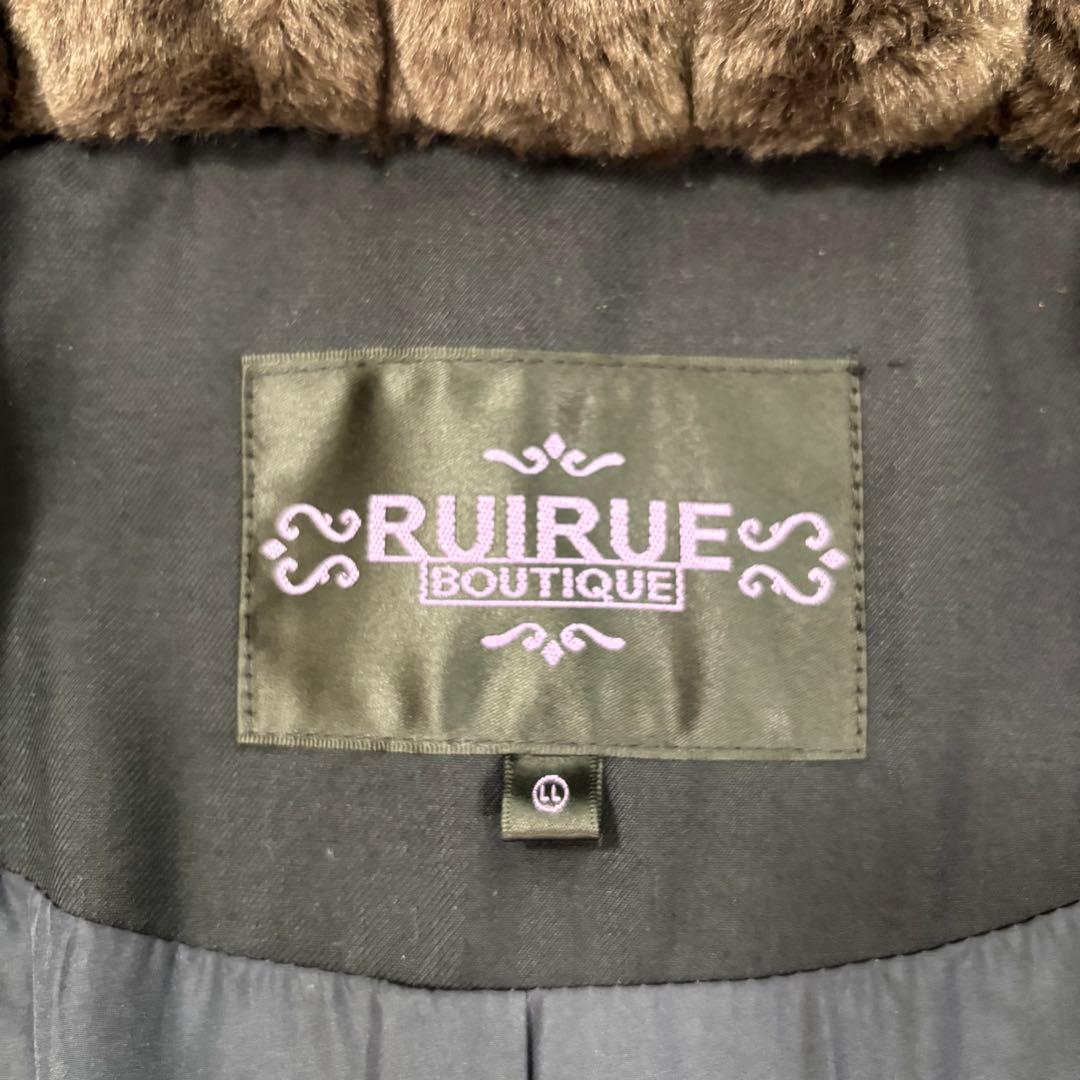 RUIRUE BOUTIQUE ラクーンファーサイドジップスリットダウンコート