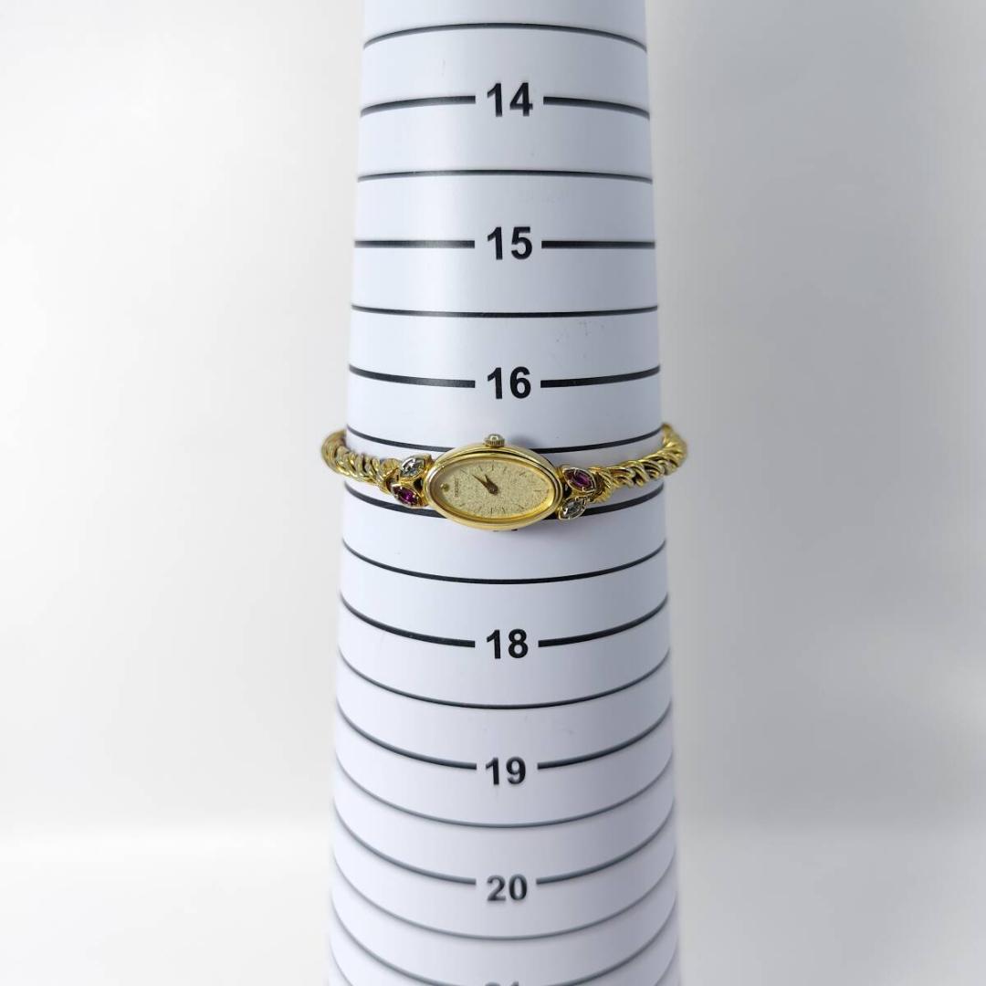 稼働 セイコー エクセリーヌ 2Pダイヤ シェル文字盤 ゴールド シルバー 時計