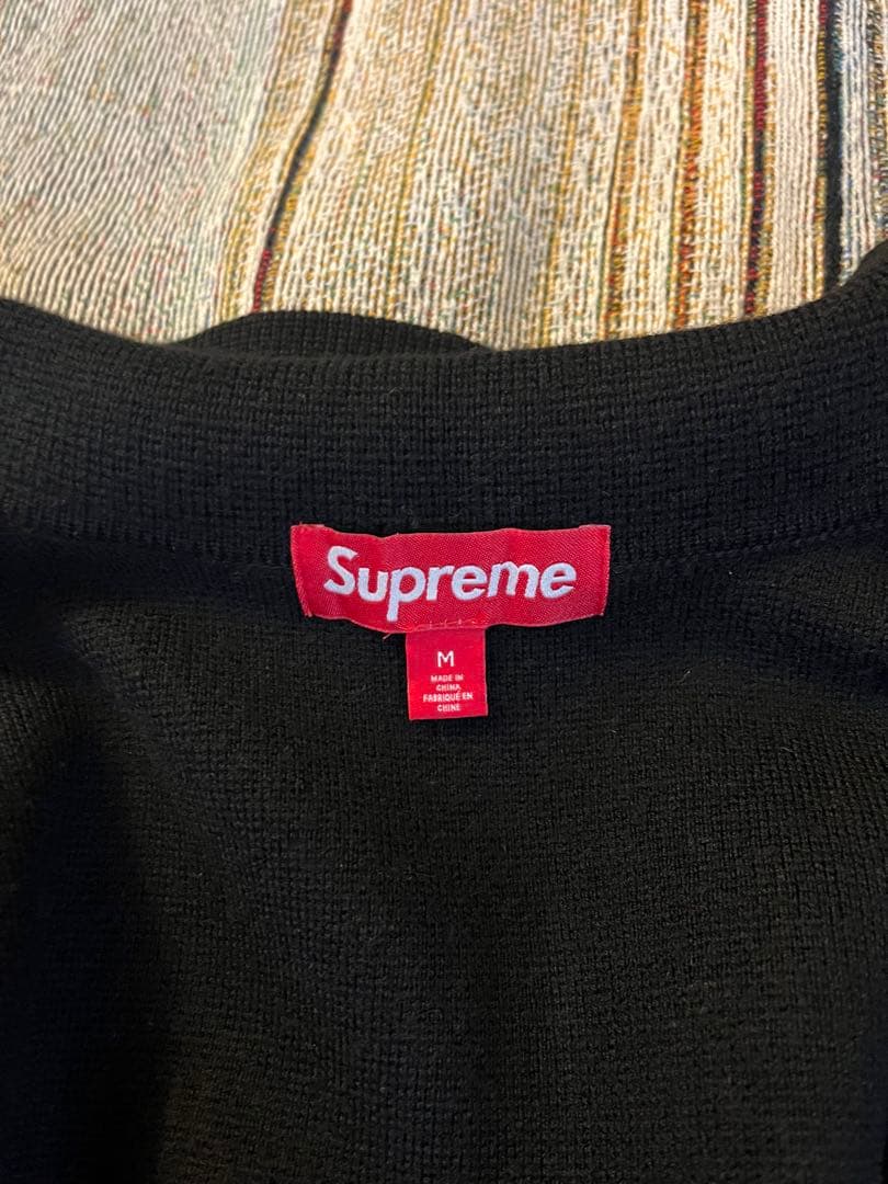 Supreme Stripe Zip Up Polo Sweater \"Bla…