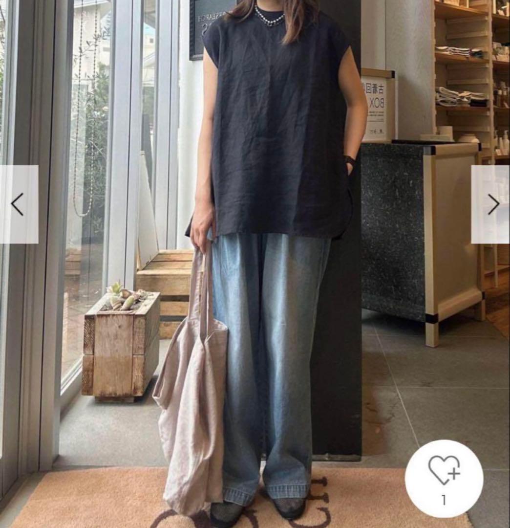 新品　今季　かぐれ　リネンフレンチクルーネック　2025年春夏　ネイビー