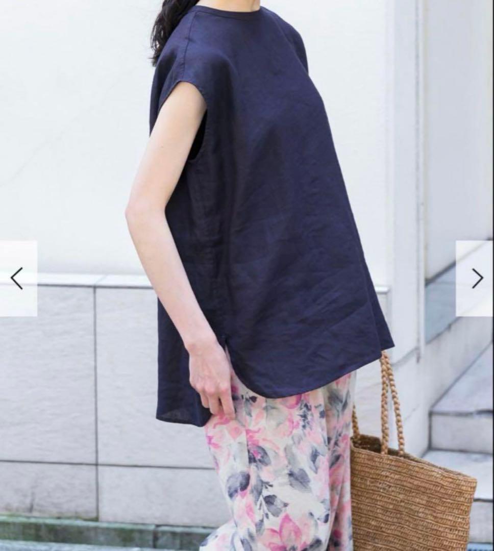 新品　今季　かぐれ　リネンフレンチクルーネック　2025年春夏　ネイビー