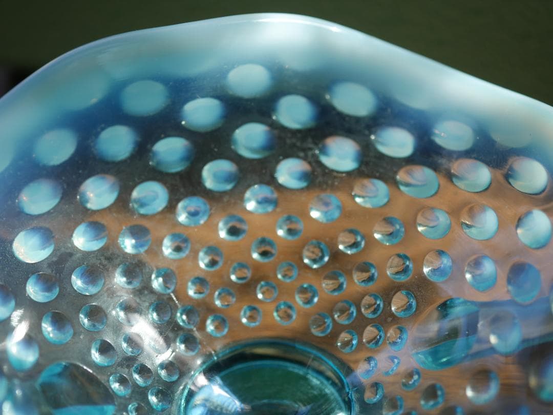 Fenton ブルーオパールセントホブネイル 両ハンドル付きボンボンディッシュ