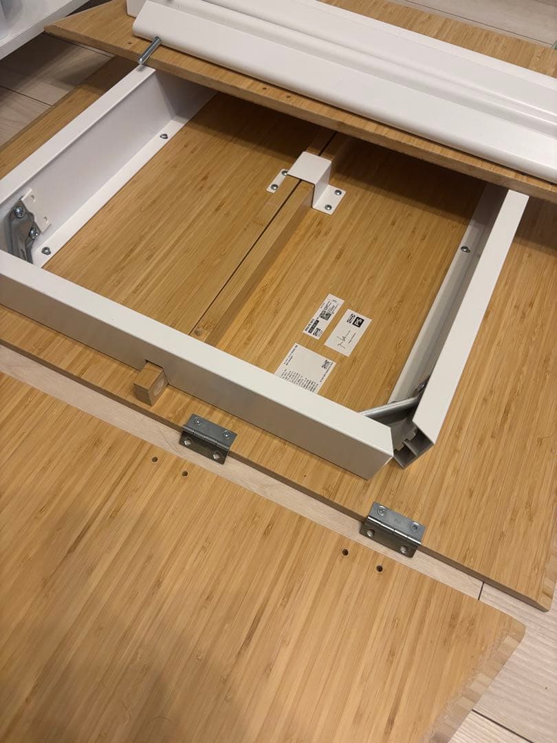 IKEA伸長式　ドロップリーフテーブル, 竹/ホワイト