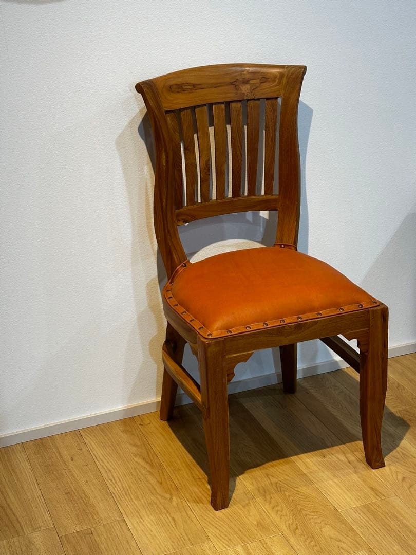 【大訳あり】チーク×レザーダイニングチェア　1脚　通常38,500円がなんと！